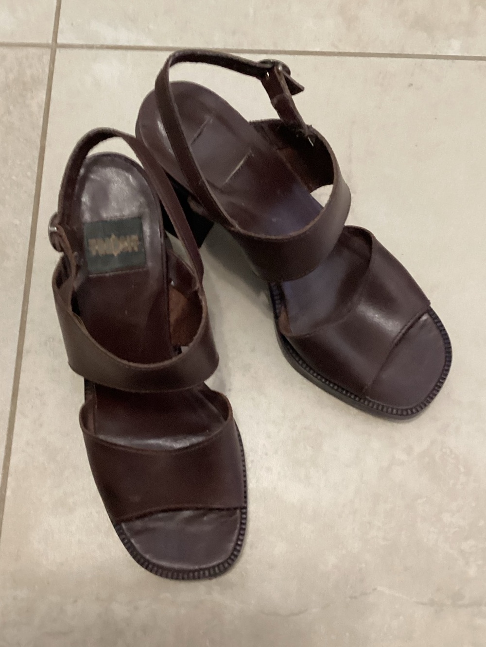 Brown Leather Platform Sandals